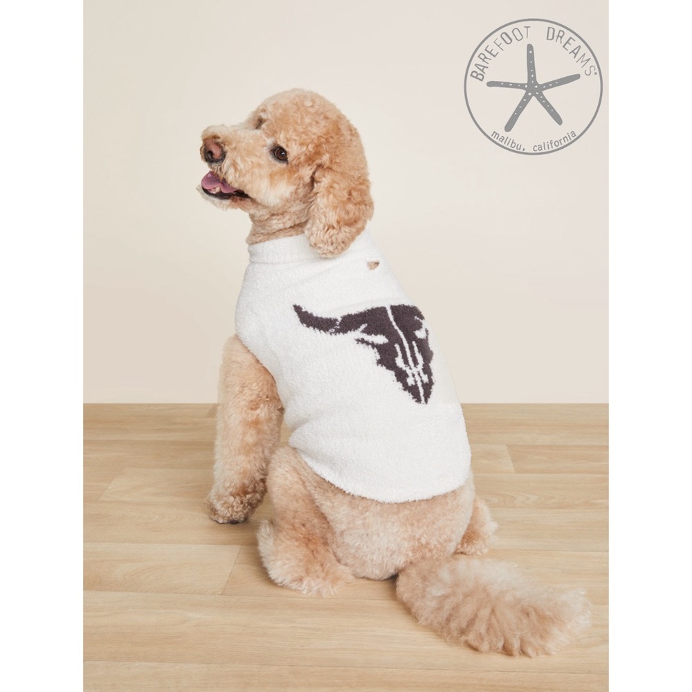 Barefoot Dreams CozyChic Longhorn Skull Pet Sweater